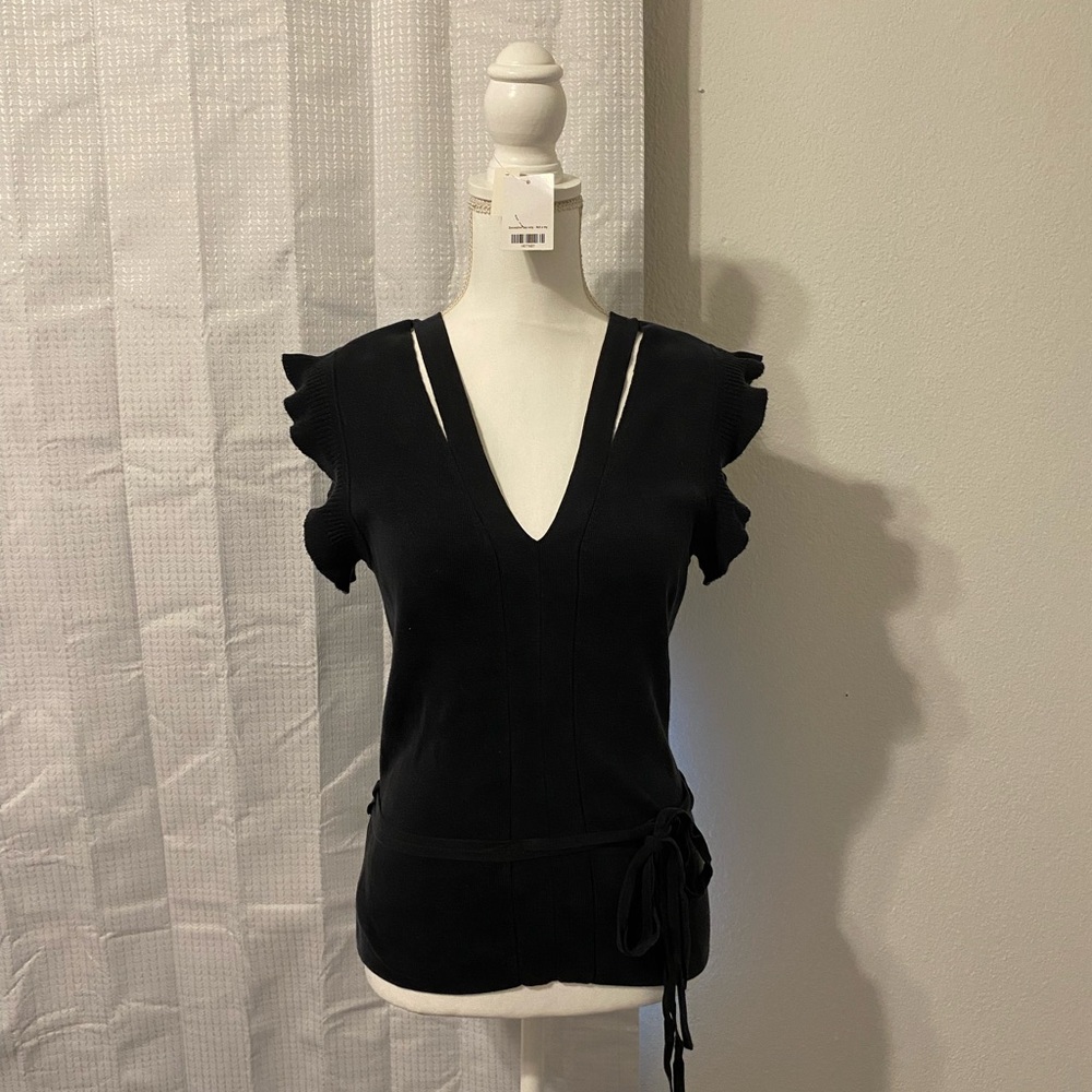 White House Black Market Black V-Neck Blouse